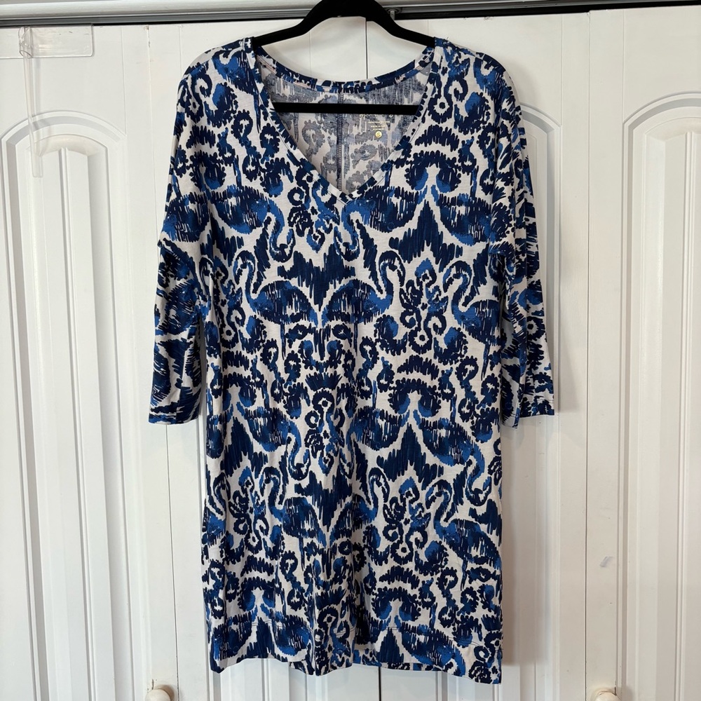 Lily Pulitzer Blue And White Pima Cotton Dress Size Small